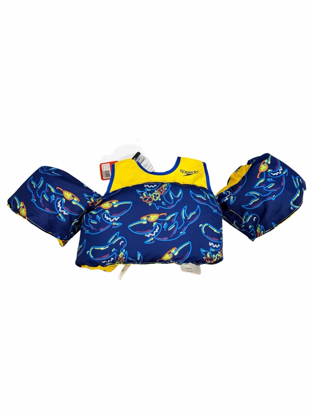 NWT Speedo Splash Jammer Kids' Life Jacket Vest Blue/Yellow Sharks 33-55 lbs
